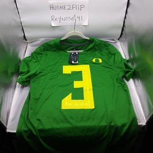 Nike Mens # 3 Oregon Ducks Game Jersey AR9446-380 Men's Sz L or S Green Yellow